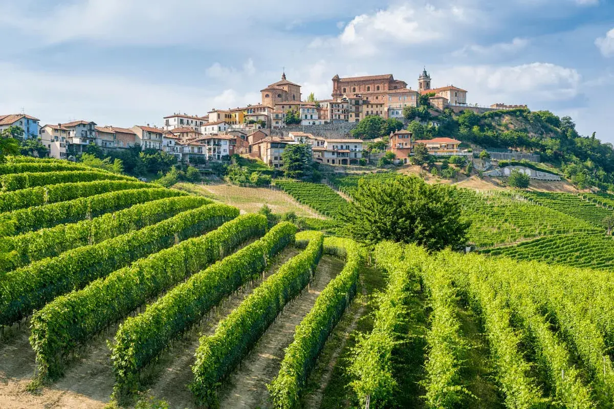 Colline verdi con vigneti rigogliosi e un borgo storico in cima. Un assaggio di cosa vedere a Voghera, tra paesaggi mozzafiato e storia.