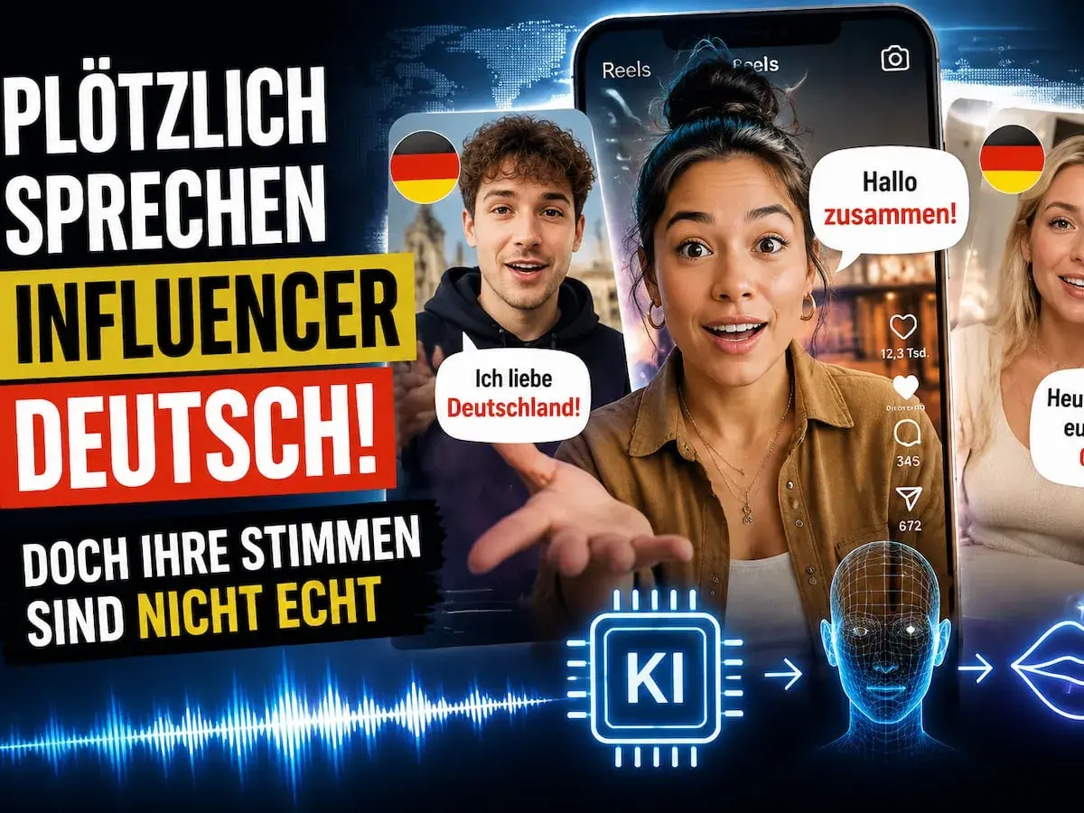 Influencer sprechen plötzlich Deutsch, doch ihre Stimmen sind nicht echt. KI-generierte Stimmen verändern, was Influencer auf Deutsch sagen.