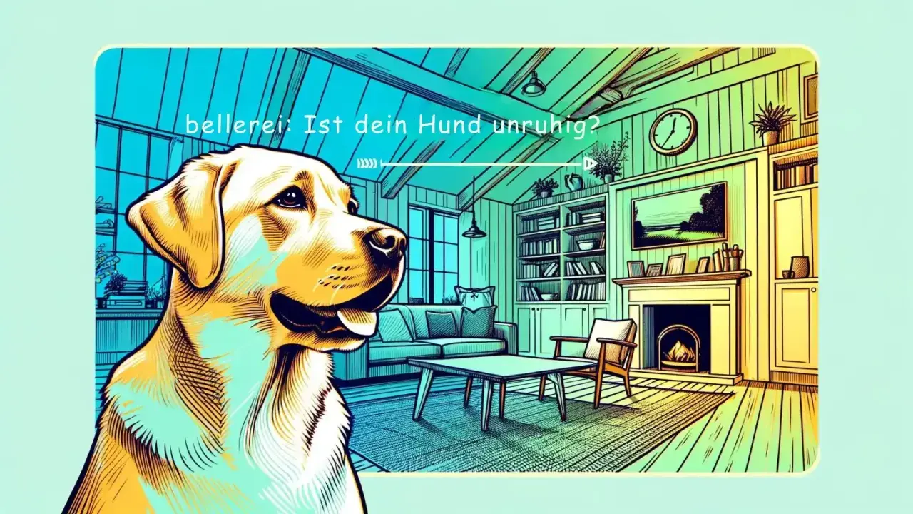 Ein Hund schaut neugierig in ein Wohnzimmer. Ist dein Hund unruhig?