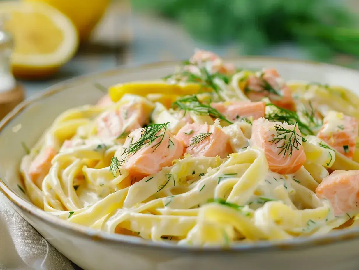 En krämig laxpasta med dill och citron. Ett enkelt och gott laxpasta recept som passar alla.