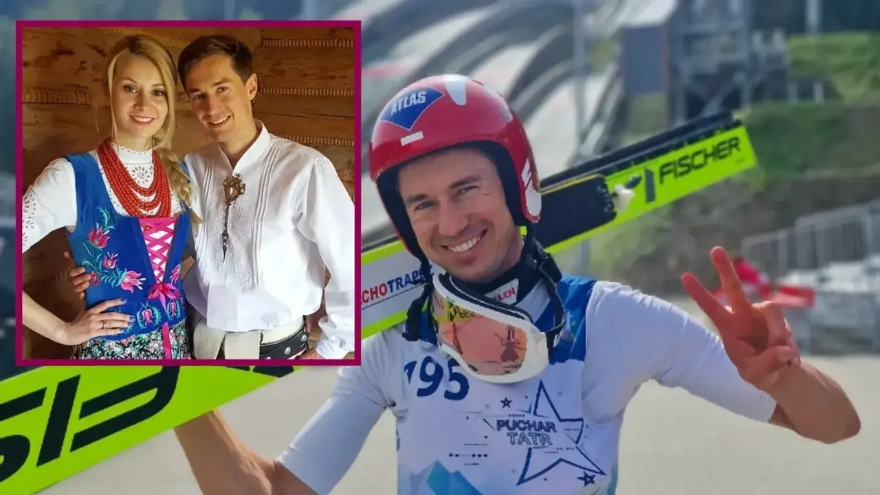 Kamil Stoch z żoną w strojach ludowych i w kasku skoczka narciarskiego. Dlaczego Kamil Stoch nie ma dzieci? To pytanie nurtuje fanów.