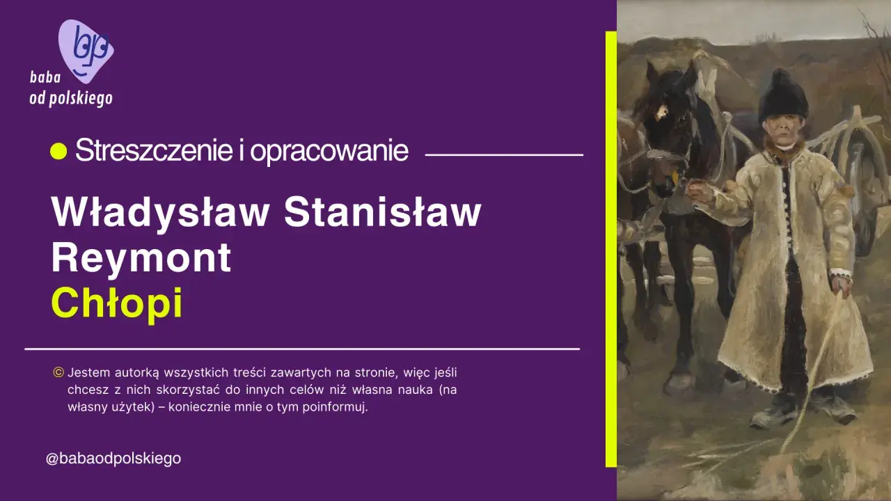 Obraz przedstawia chłopca w tradycyjnym stroju, stojącego obok konia i wozu.
