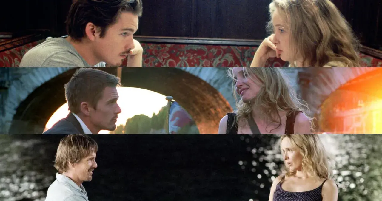 Prima dell'alba, del tramonto e del dopo. Jesse e Celine si incontrano e si separano in questa trilogia cinematografica.