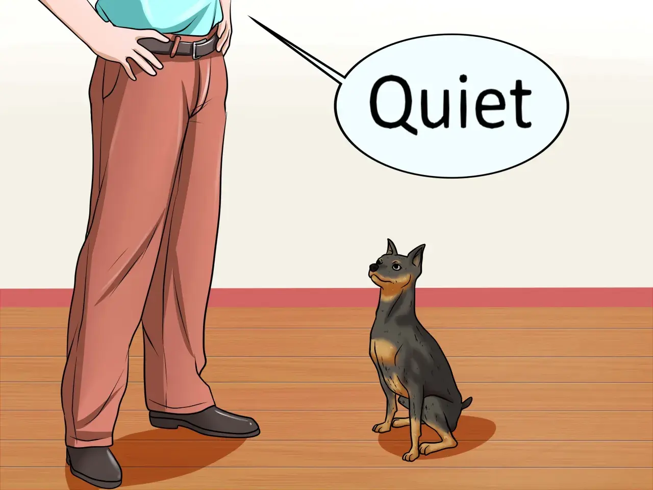 Ein Hund bellt mich an, wenn ihm was nicht passt. Hier sagt er "Quiet".