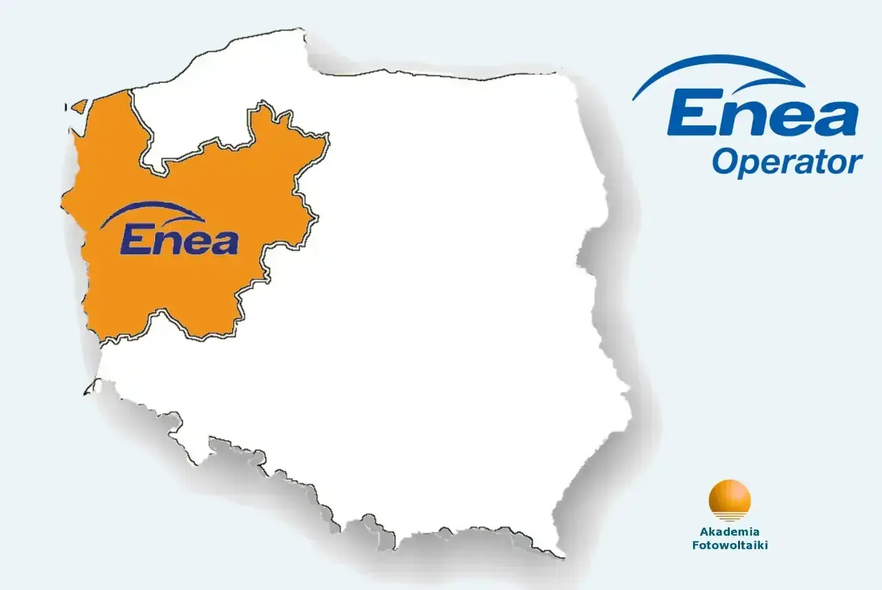 Mapa Polski z zaznaczonym obszarem Enea. Dowiedz się, ile kosztuje 1 kWh Enea i jak obniżyć rachunki za prąd.