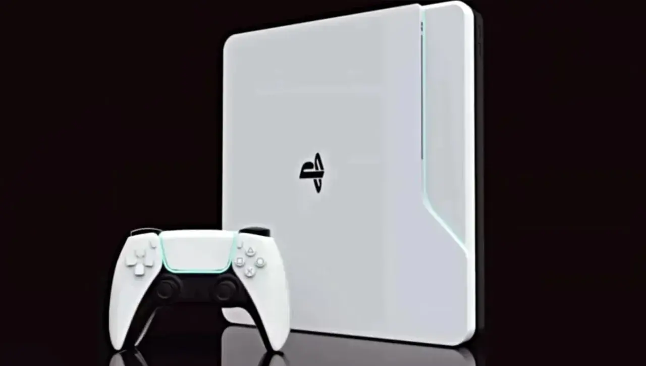 Biała konsola PlayStation 6 z kontrolerem, gotowa na nowe przygody.
