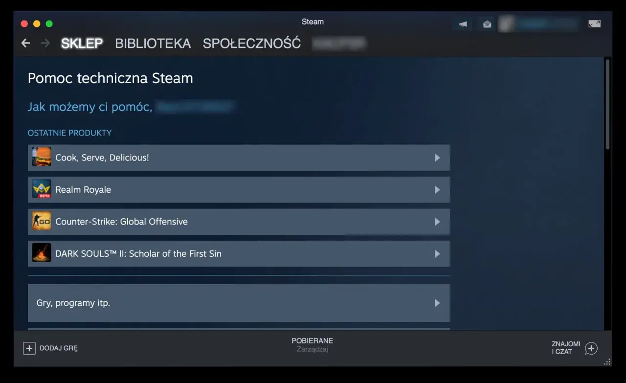 Pomoc techniczna Steam. Gdy gra na Steam nie chce się włączyć, sprawdź ostatnie produkty, np. Cook, Serve, Delicious!