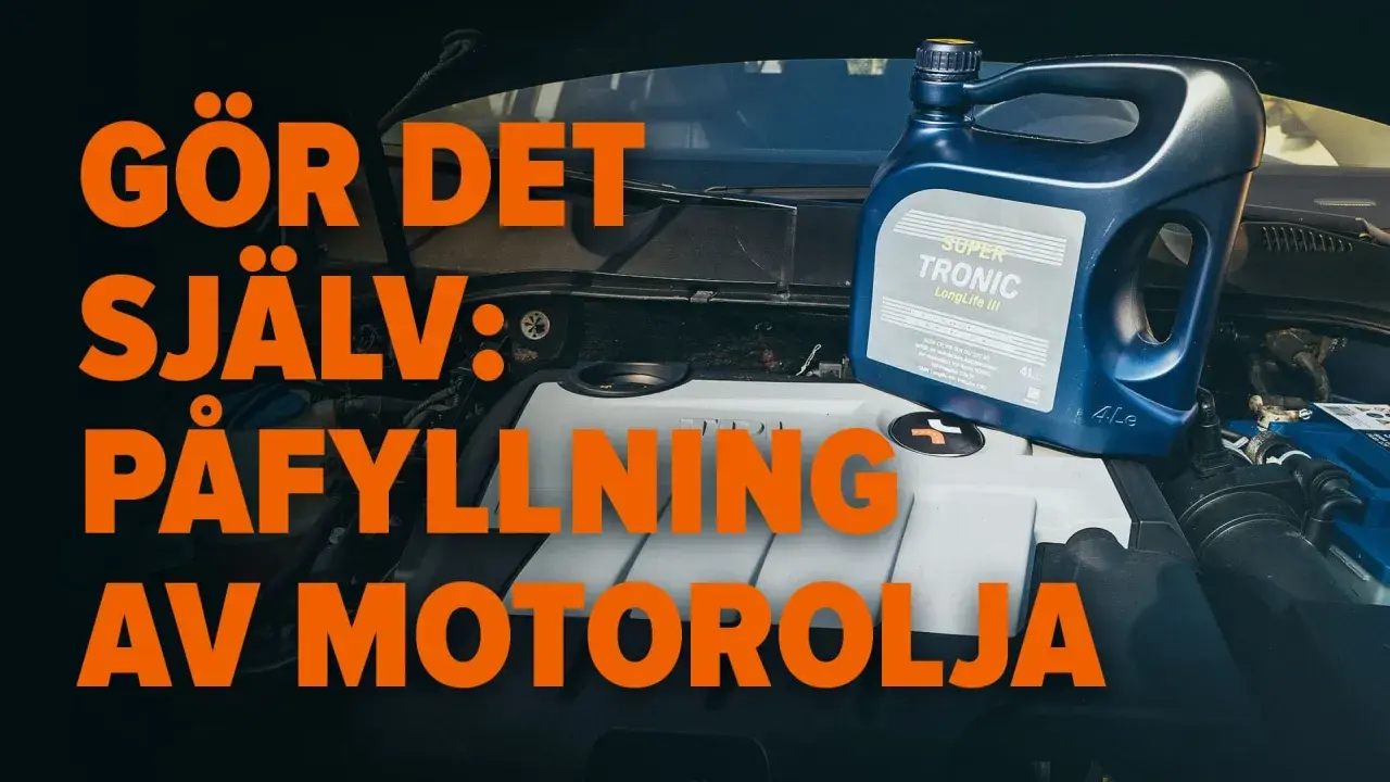 Gör det själv: påfyllning av motorolja. En dunk Super Tronic LongLife III står redo bredvid bilmotorn. Lär dig hur mycket motorolja man ska fylla på.