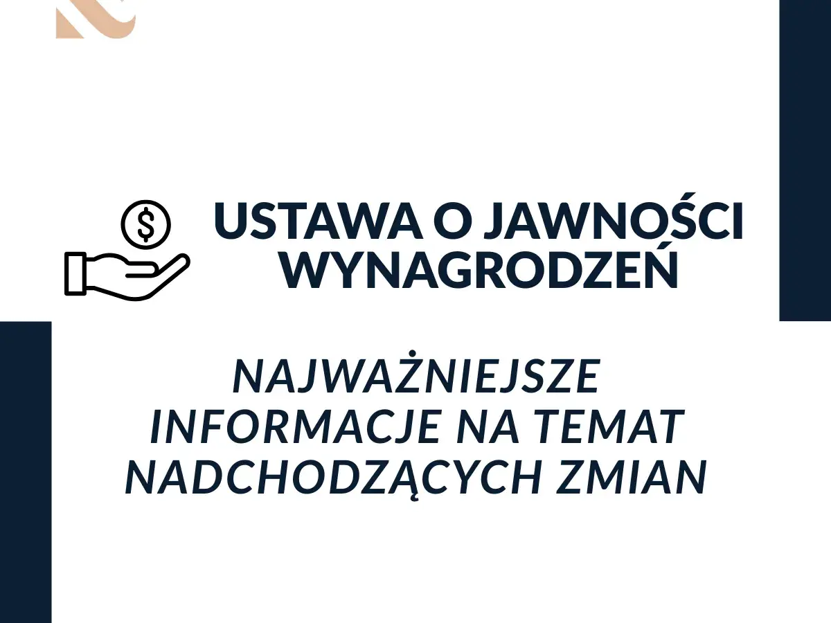 Ikona dłoni z monetą i napis "Ustawa o jawności wynagrodzeń". Najważniejsze informacje o nadchodzących zmianach.
