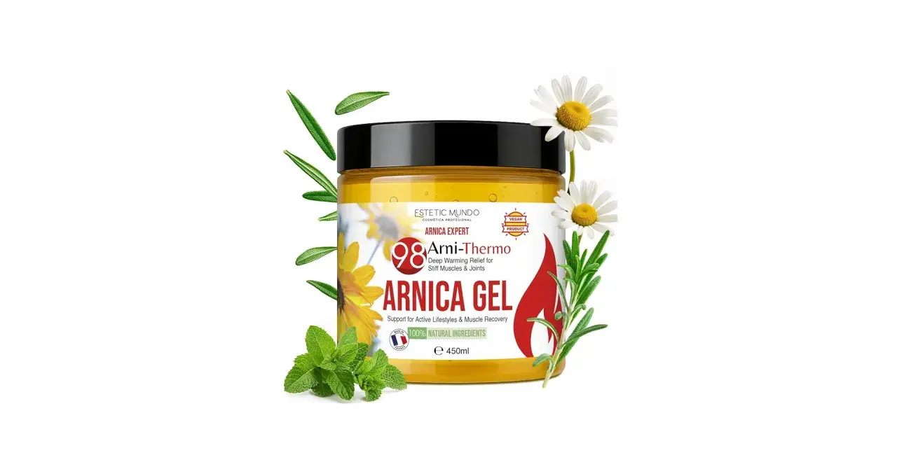 Gel de Arnica Expert con extractos de plantas, ideal para alivio muscular y recuperación.