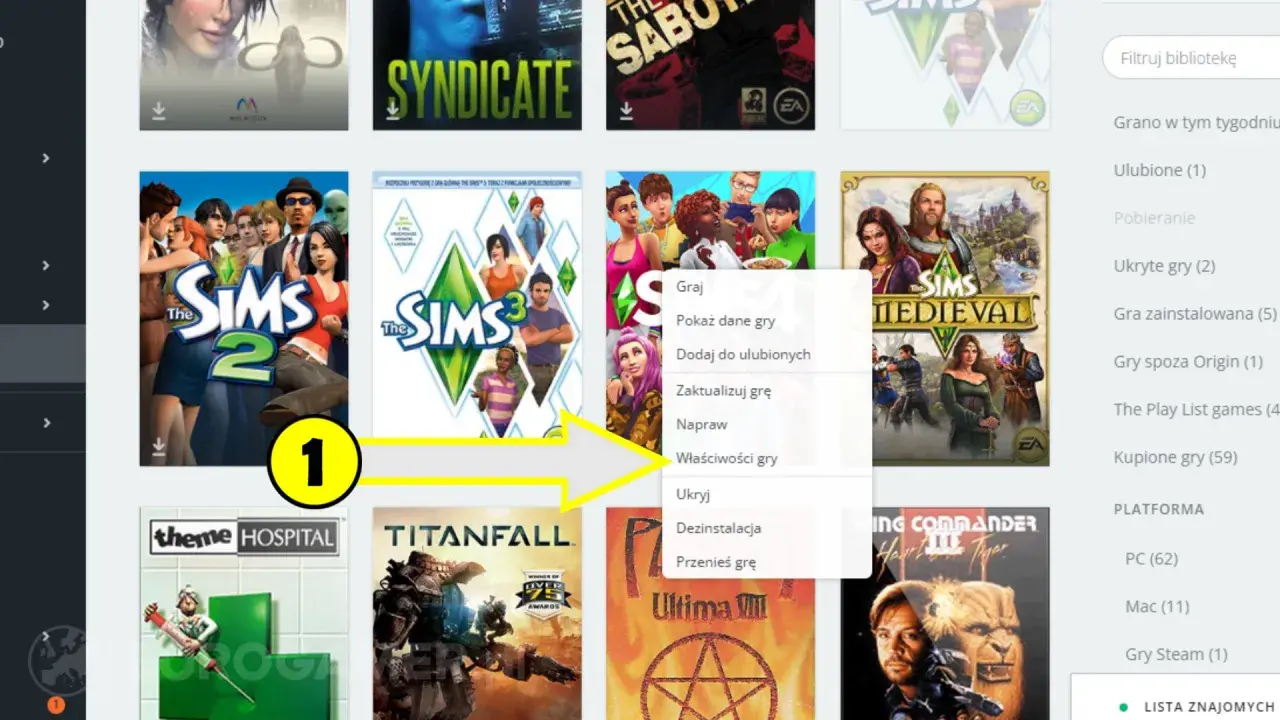 Jak zmienić język w The Sims 4? Kliknij prawym przyciskiem myszy na grę, wybierz "Właściwości gry", a następnie szukaj opcji języka.
