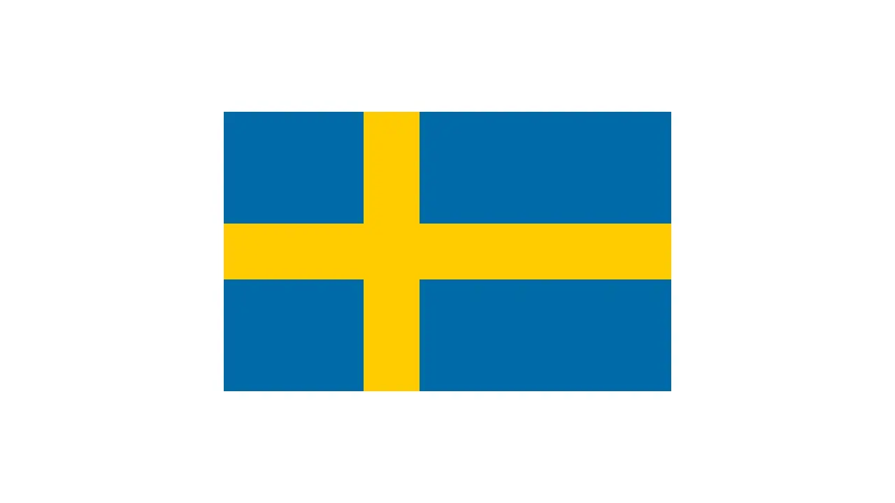 Sveriges flagga, blå med ett gult kors. Denna symbol representerar vad heter svenska flaggan.
