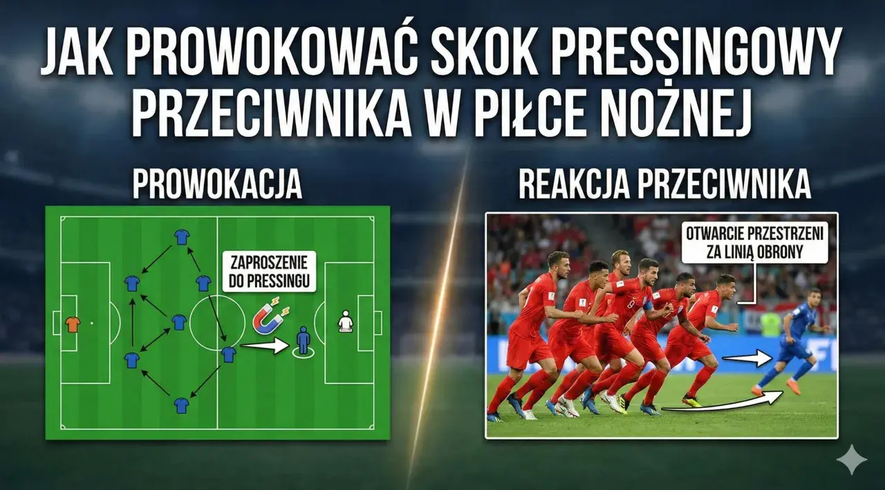 Schemat taktyczny pokazuje, jak sprowokować atak pozycyjny przeciwnika, zapraszając go do pressingu, by otworzyć przestrzeń za linią obrony.