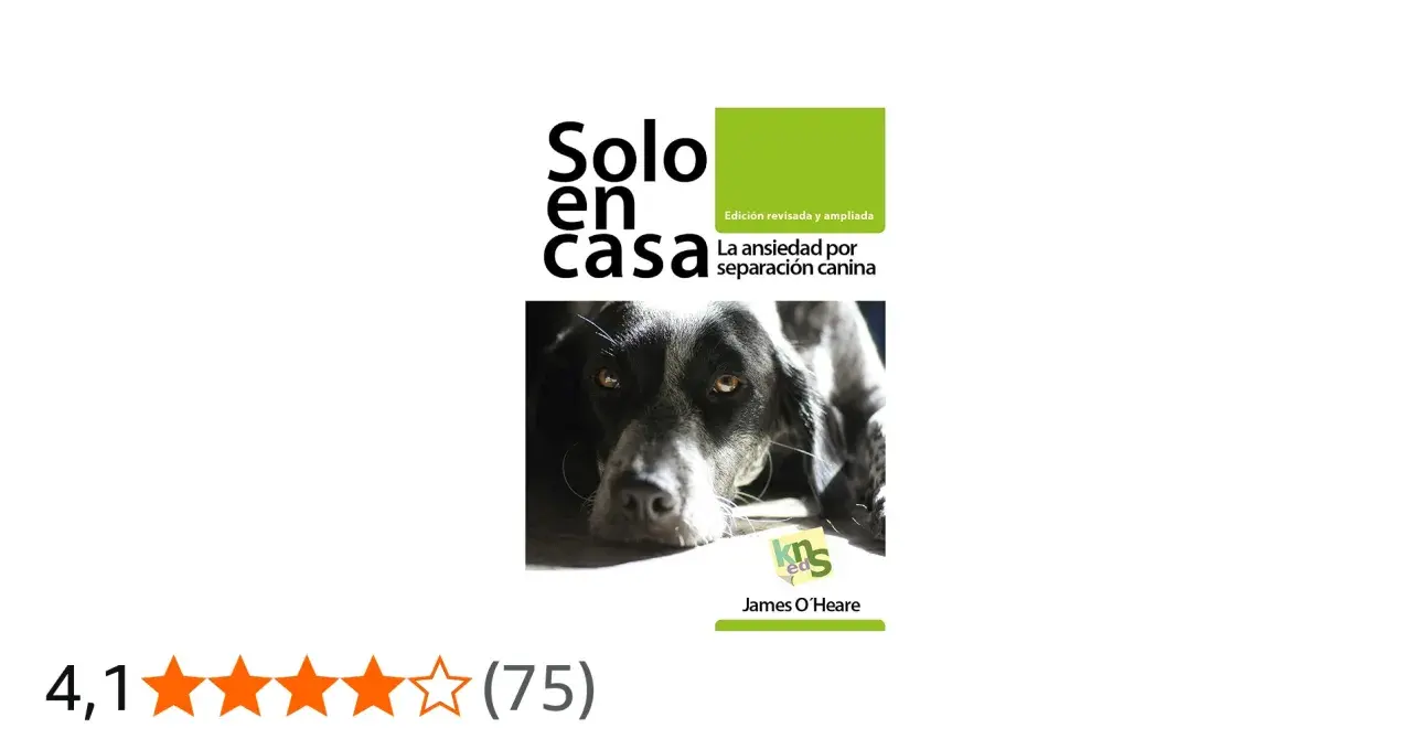 Libro "Solo en casa" sobre cómo acostumbrar a un perro a quedarse solo, con imagen de un perro triste.