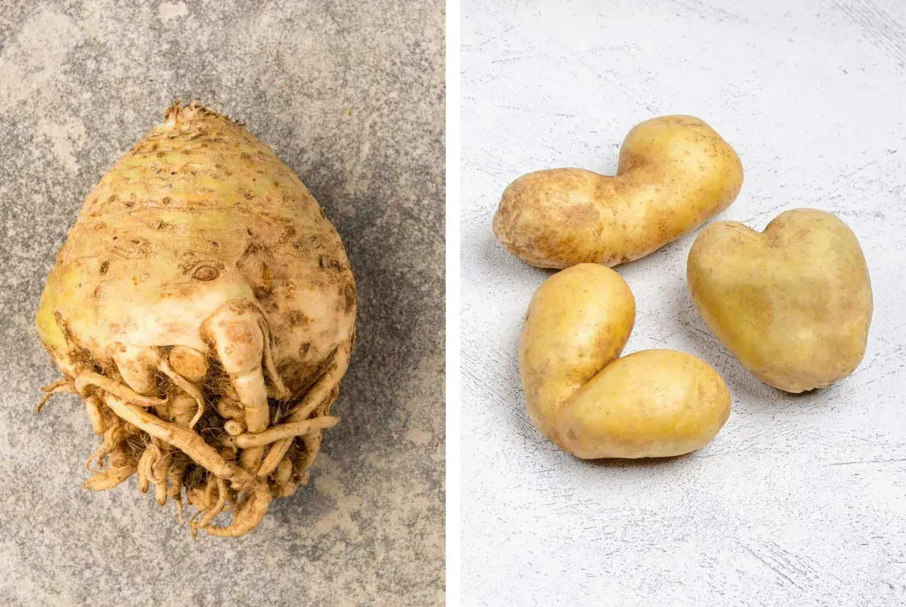Rotfrukter och potatis, som är bra för antiinflammatorisk kost.
