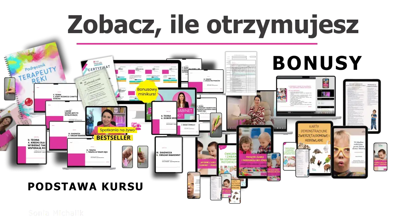 Podręcznik terapeuty ręki, certyfikaty, kursy online i spotkania na żywo. Praca terapeuty ręki to pomoc dzieciom.