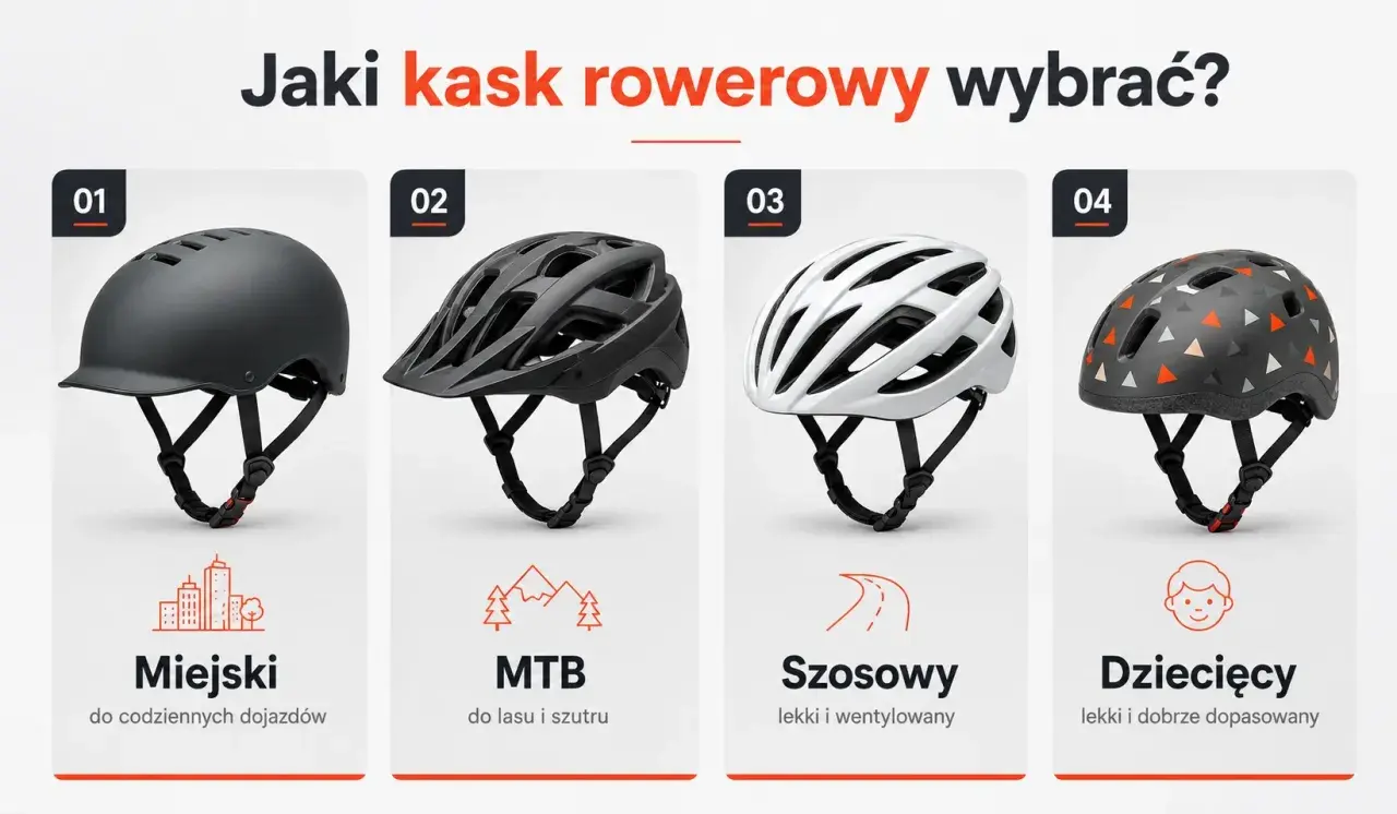 Cztery rodzaje kasków rowerowych: miejski, MTB, szosowy i dziecięcy. Wybierz dobry kask rowerowy dla siebie!