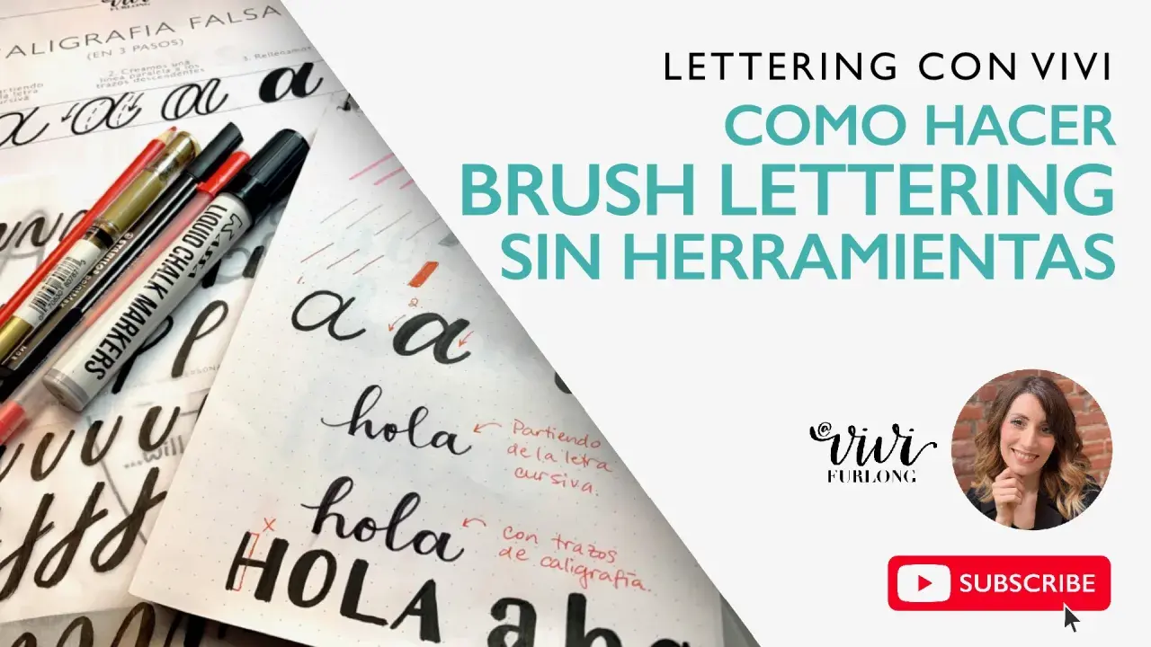 Ejercicios para aprender a hacer lettering con marcadores. Muestra letras "a" y "hola" practicadas.