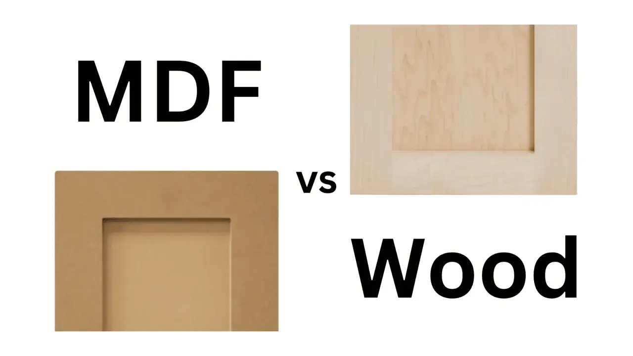 MDF vs. real wood: A close-up comparison of a plain MDF panel and a natural wood panel, showing the difference in texture and grain.