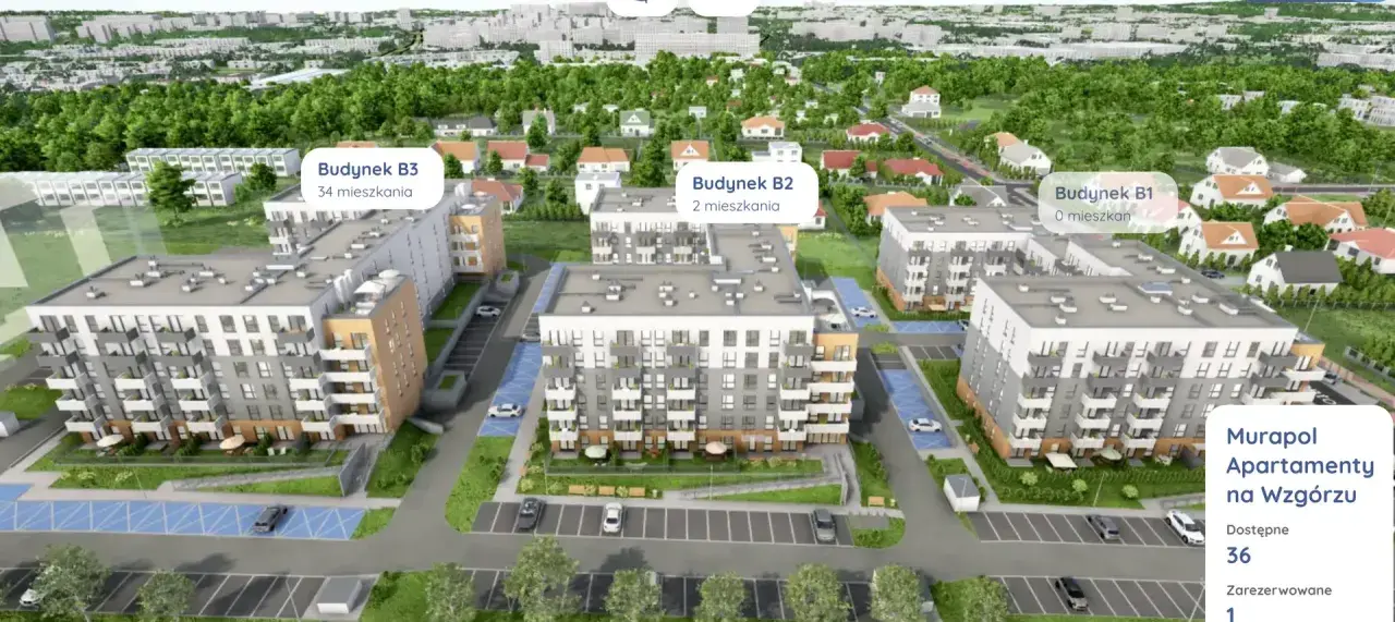 Nowoczesne apartamenty Murapol Sosnowiec na Wzgórzu, z widokiem na zieleń i domy jednorodzinne. Dostępne 36 mieszkań.