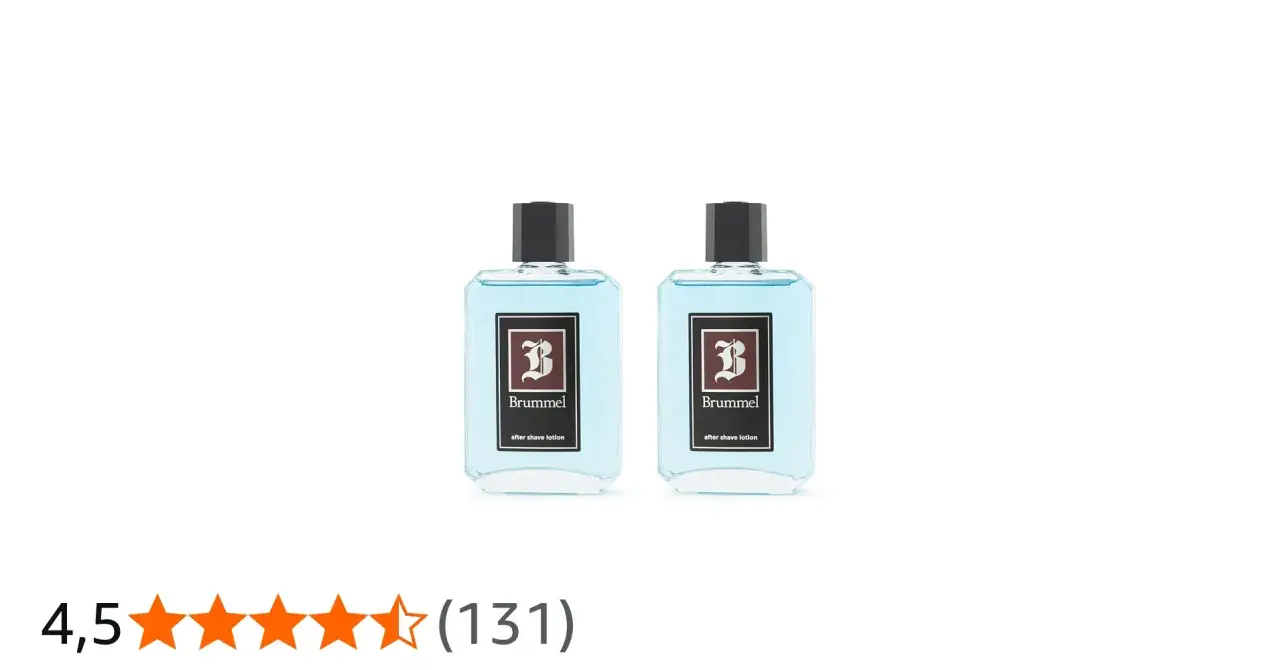 Dos lociones Brummel para después del afeitado, con un refrescante aroma azul y una calificación de 4,5 estrellas.
