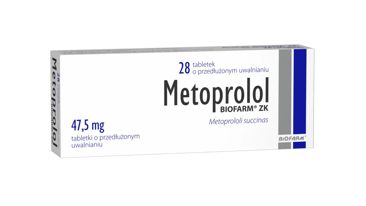 Opakowanie leku Metocard zawierające 28 tabletek o przedłużonym uwalnianiu, dawka 47,5 mg.