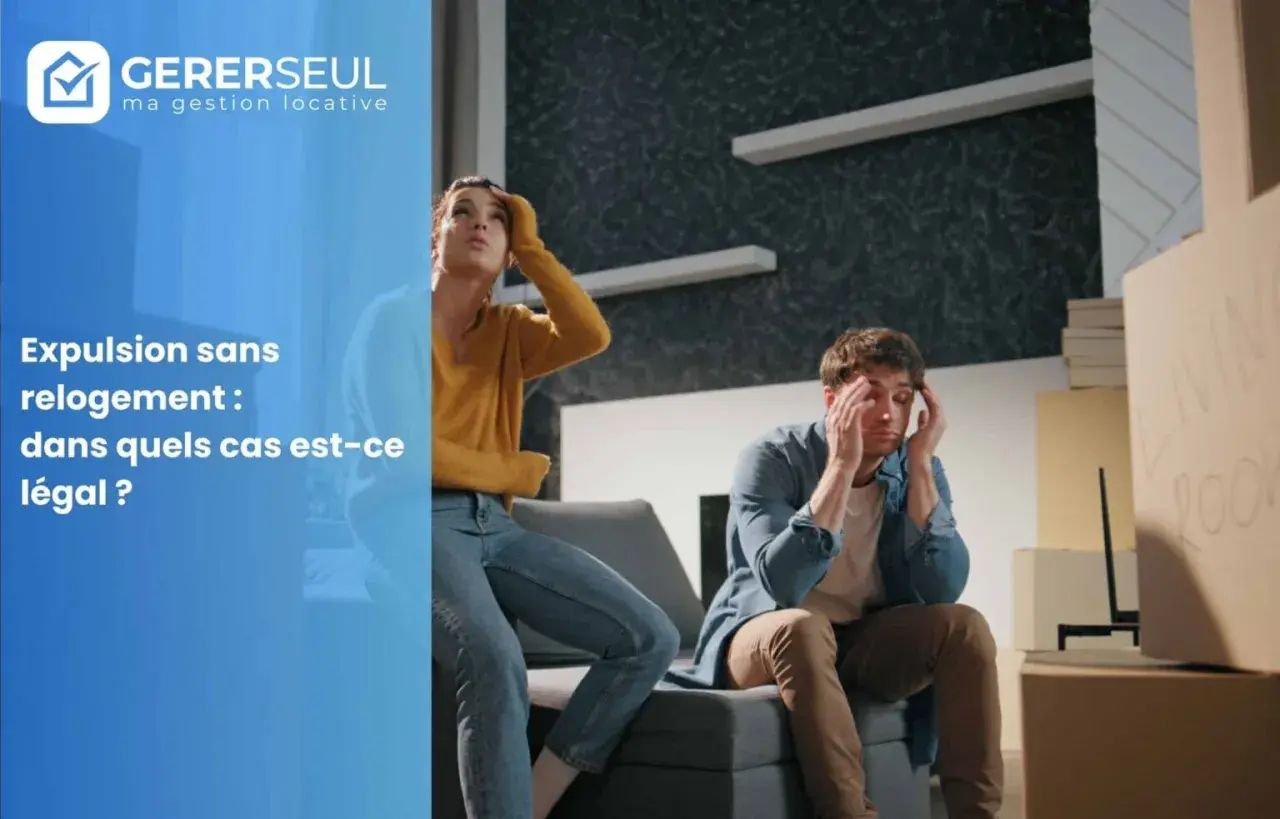 Couple stressé, entouré de cartons. La question de l'expulsion sans relogement est soulevée.