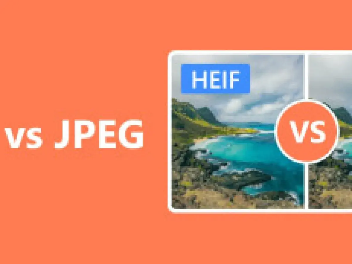 Porównanie formatów HEIF i JPEG. Obraz przedstawia krajobraz z turkusową wodą i zielonymi wzgórzami.