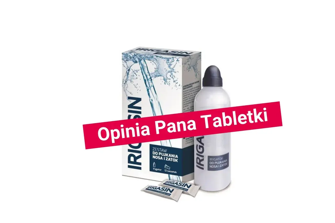 Irygator do nosa i zatok Irigasin. Zestaw zawiera irygator i 12 saszetek. Pan Tabletki poleca!