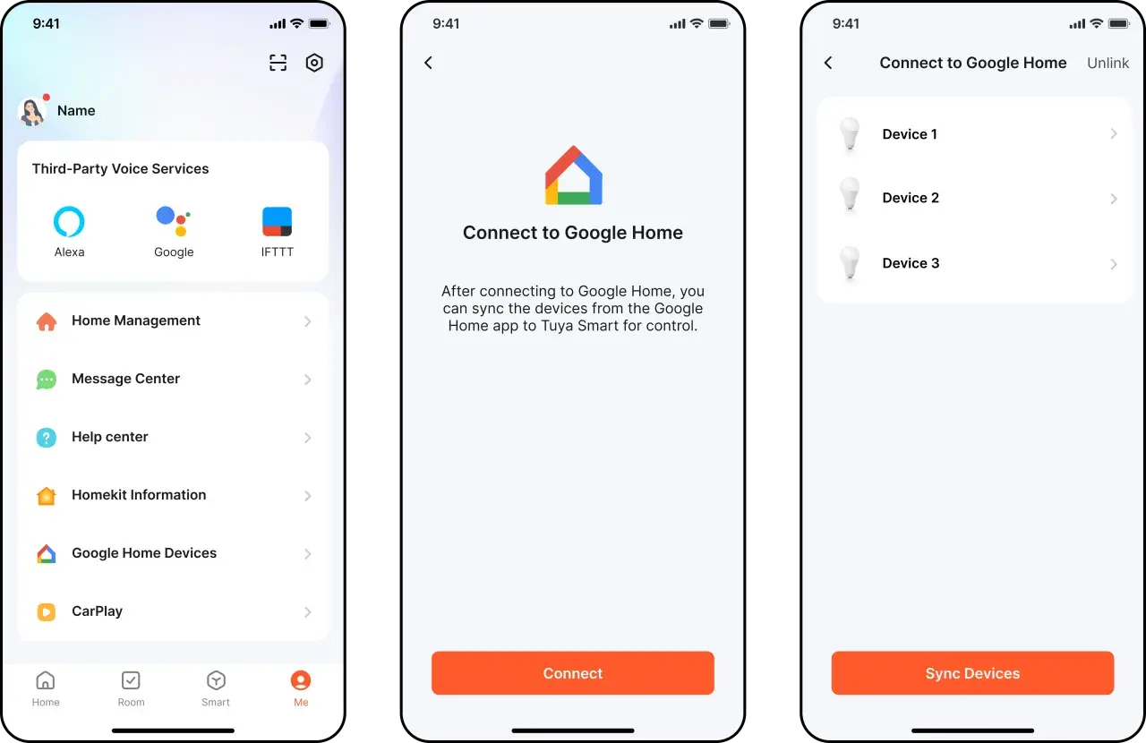 Connexion de l'application Tuya Smart à Google Home pour synchroniser vos appareils.