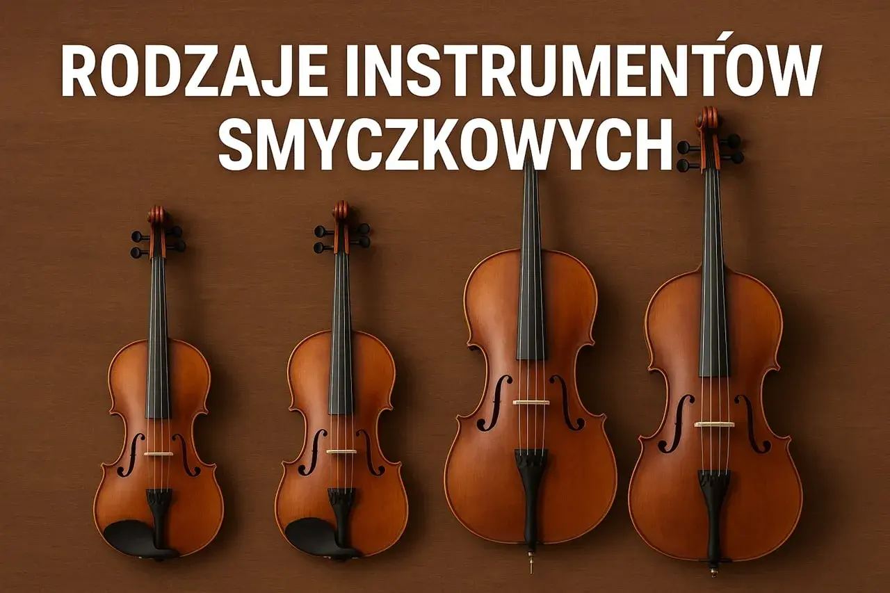 Cztery instrumenty smyczkowe: skrzypce i wiolonczele, prezentujące jakie są instrumenty strunowe.