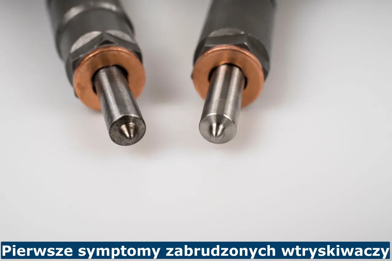 Dwa wtryskiwacze diesla, jeden lekko zużyty. Zwróć uwagę na uszkodzone wtryski objawy, by uniknąć problemów z silnikiem.