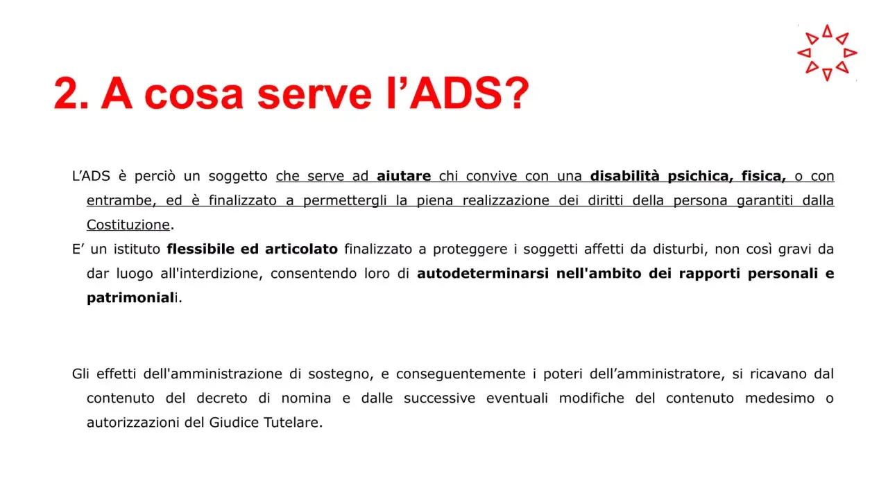 L'amministratore di sostegno aiuta chi ha disabilità psichiche o fisiche, garantendo i loro diritti e l'autodeterminazione.