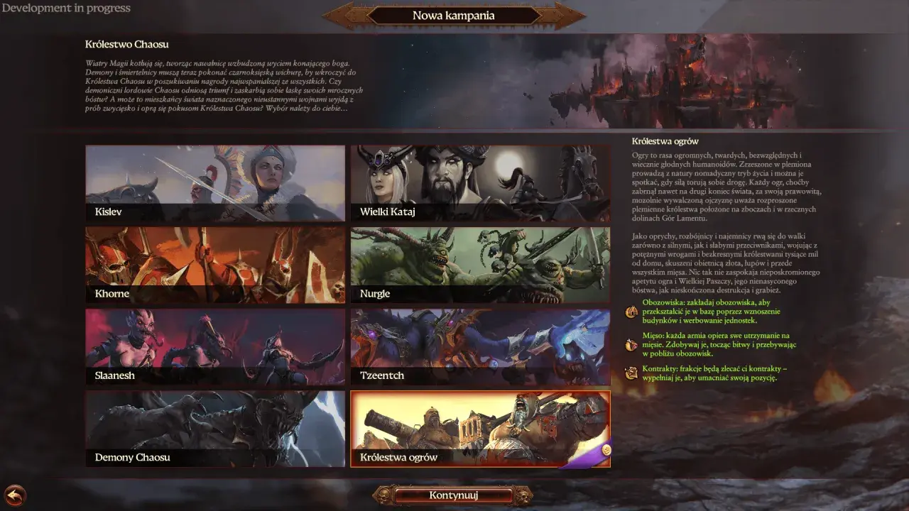 Wybierz jedną z frakcji Total War: Warhammer 3, by rozpocząć nową kampanię.