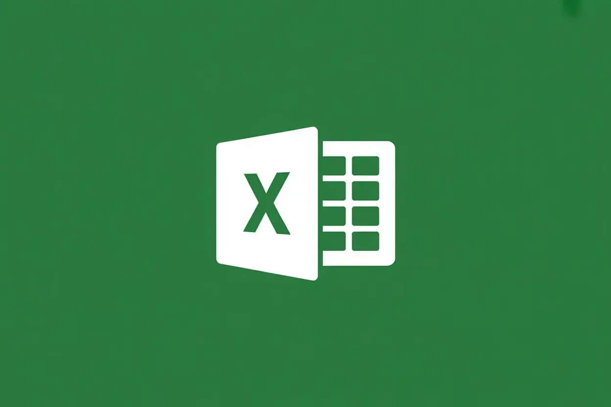 Logo Excel. Biała litera X i siatka komórek na zielonym tle. Nowa linia w komórce Excel.