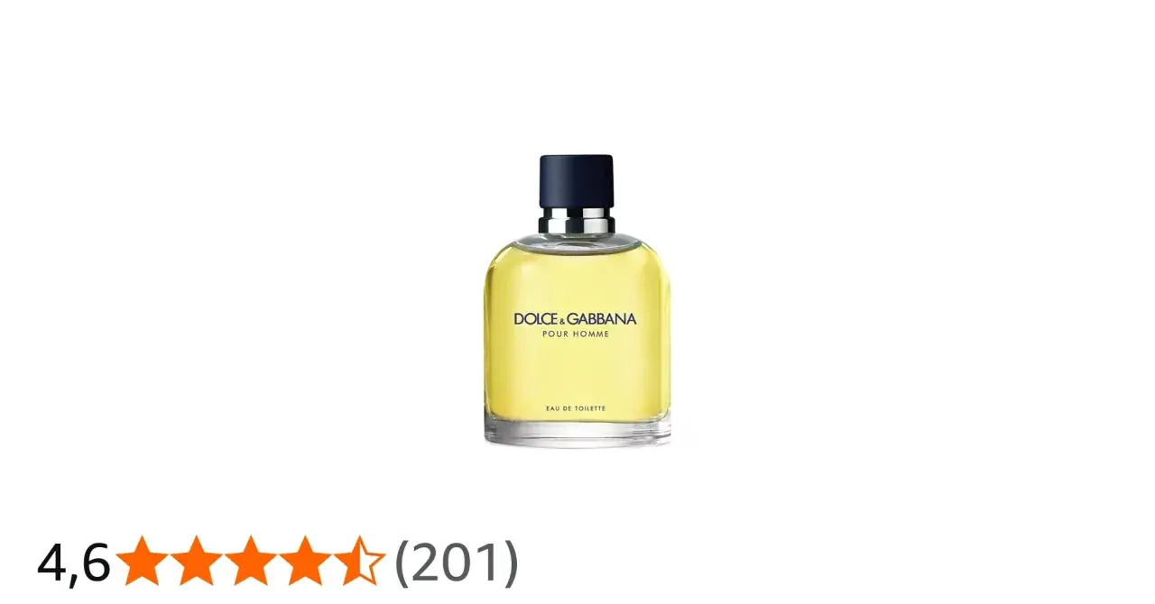 Flakon perfum Dolce & Gabbana Pour Homme, klasyczny zapach dla mężczyzn, z oceną 4,6 gwiazdek.