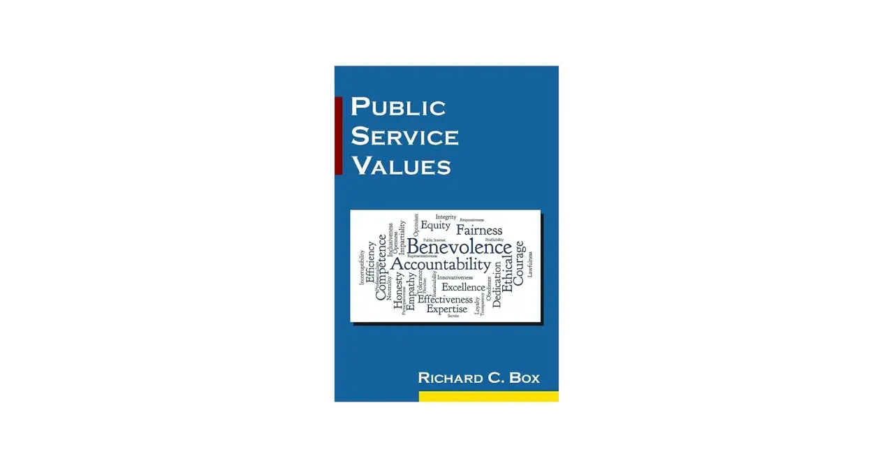 A word cloud visually represents public service values like integrity, fairness, benevolence, and accountability, highlighting the core principles of public service.
