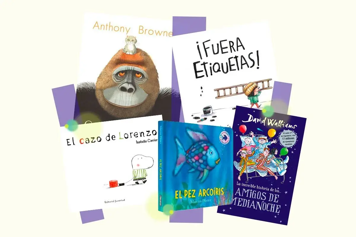Libros de autores infantiles: El cazo de Lorenzo, El pez arcoíris, ¡Fuera etiquetas! y Amigos de medianoche.