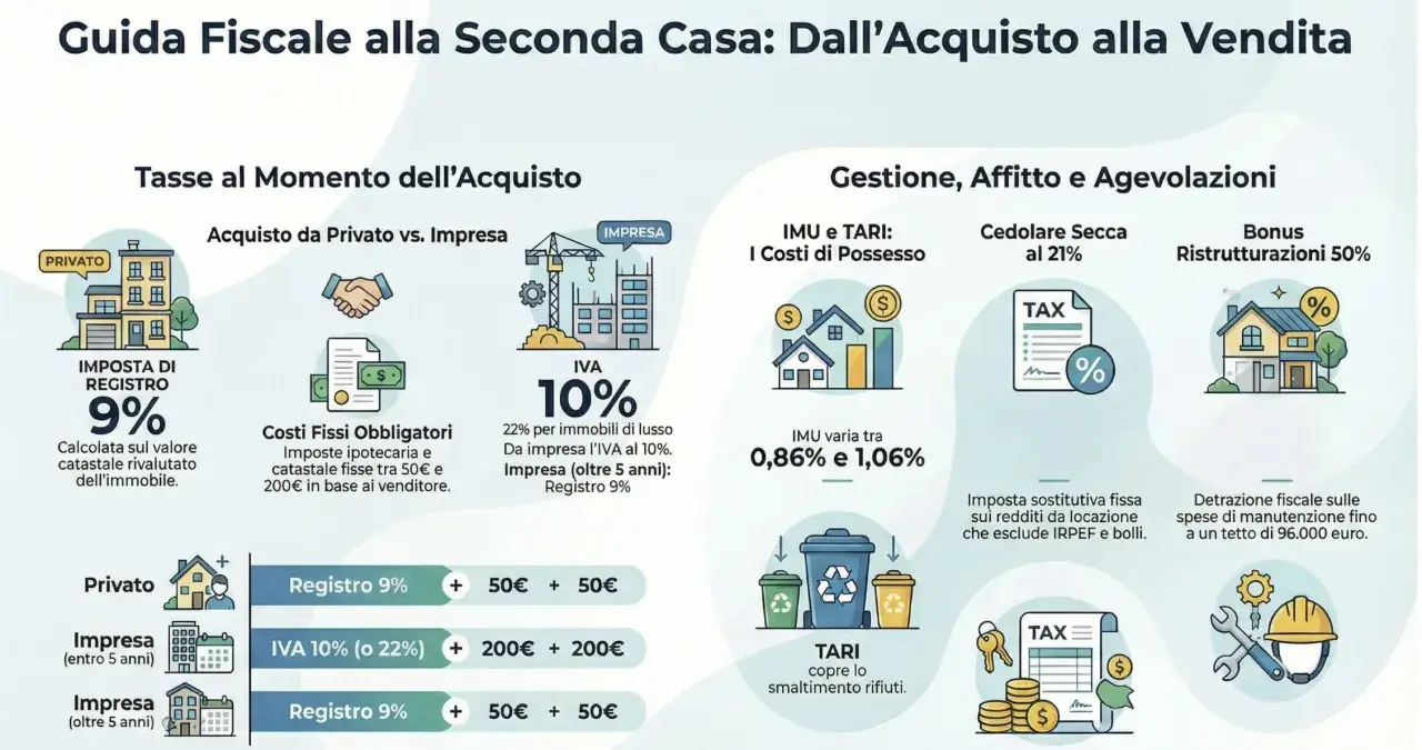 Guida fiscale per la **seconda casa**: acquisto, tasse, gestione e agevolazioni.