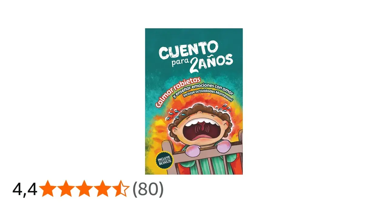 Portada de libro infantil "Cuento para 2 años" que enseña a calmar rabietas y emociones, con ilustración de un bebé llorando.