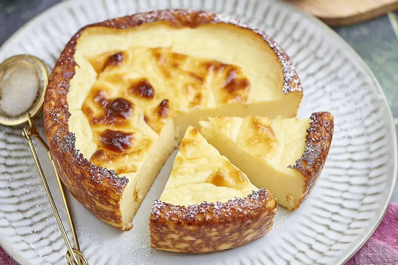 Un délicieux flan sans pâte, doré et crémeux, saupoudré de sucre glace. Parfait pour une recette facile et gourmande.