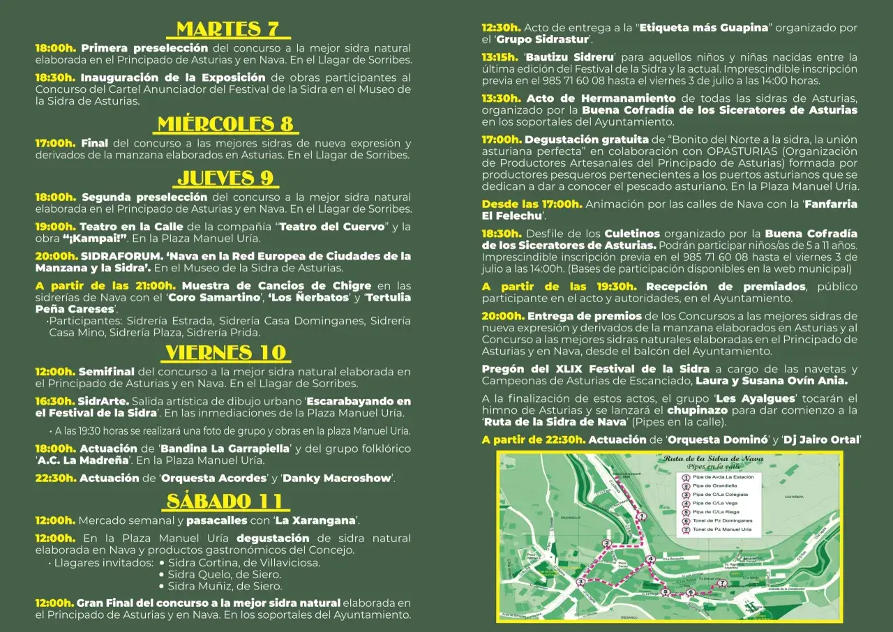 Programa del festival de la sidra en Nava: concursos, degustaciones, teatro y música. ¡No te pierdas la ruta de la sidra!
