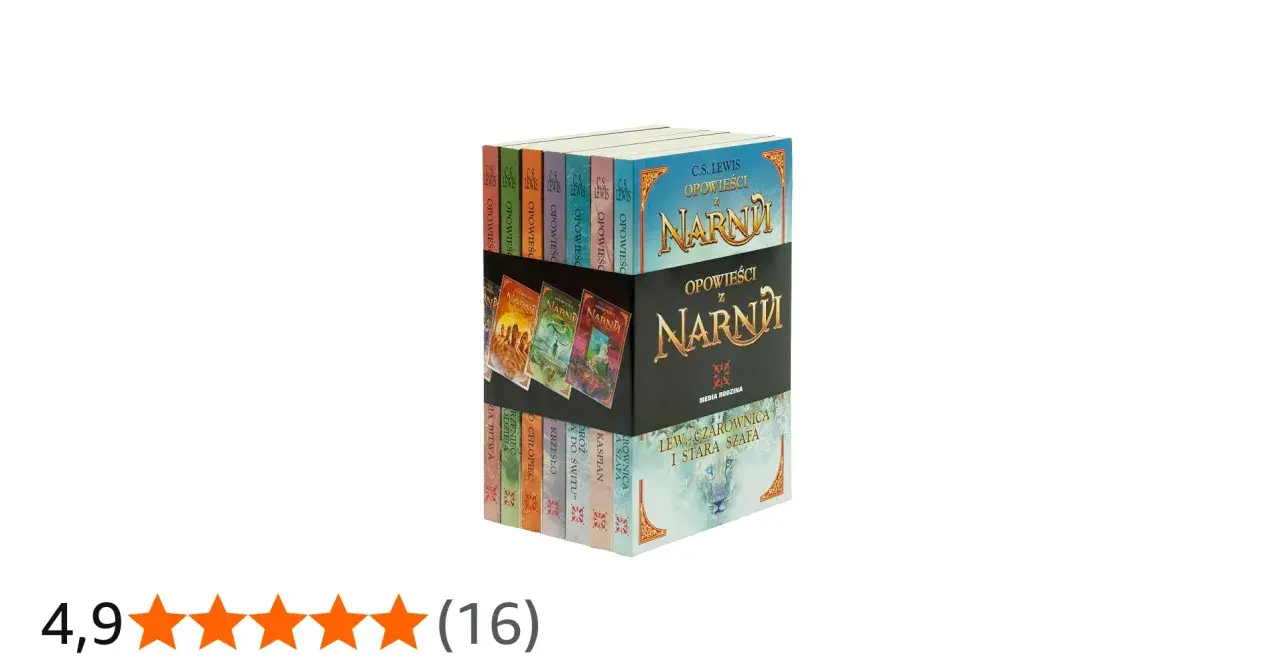 Zestaw książek "Opowieści z Narnii" C.S. Lewisa, zapraszający do magicznego świata pełnego przygód i niezwykłych stworzeń.