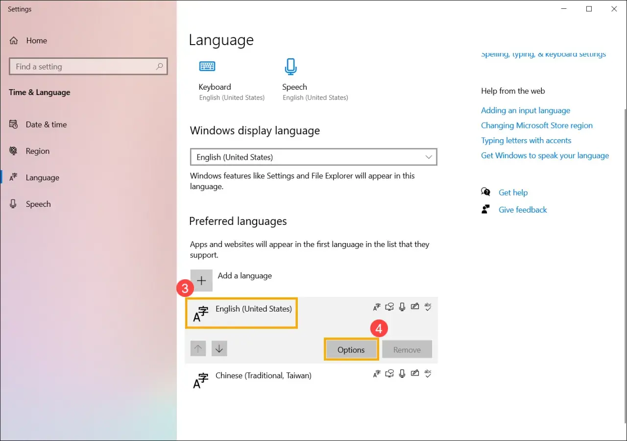 Ustawienia języka klawiatury w Windows 11. Dodaj nowy język, aby zmienić układ klawiatury. Kliknij "Opcje" dla wybranego języka.