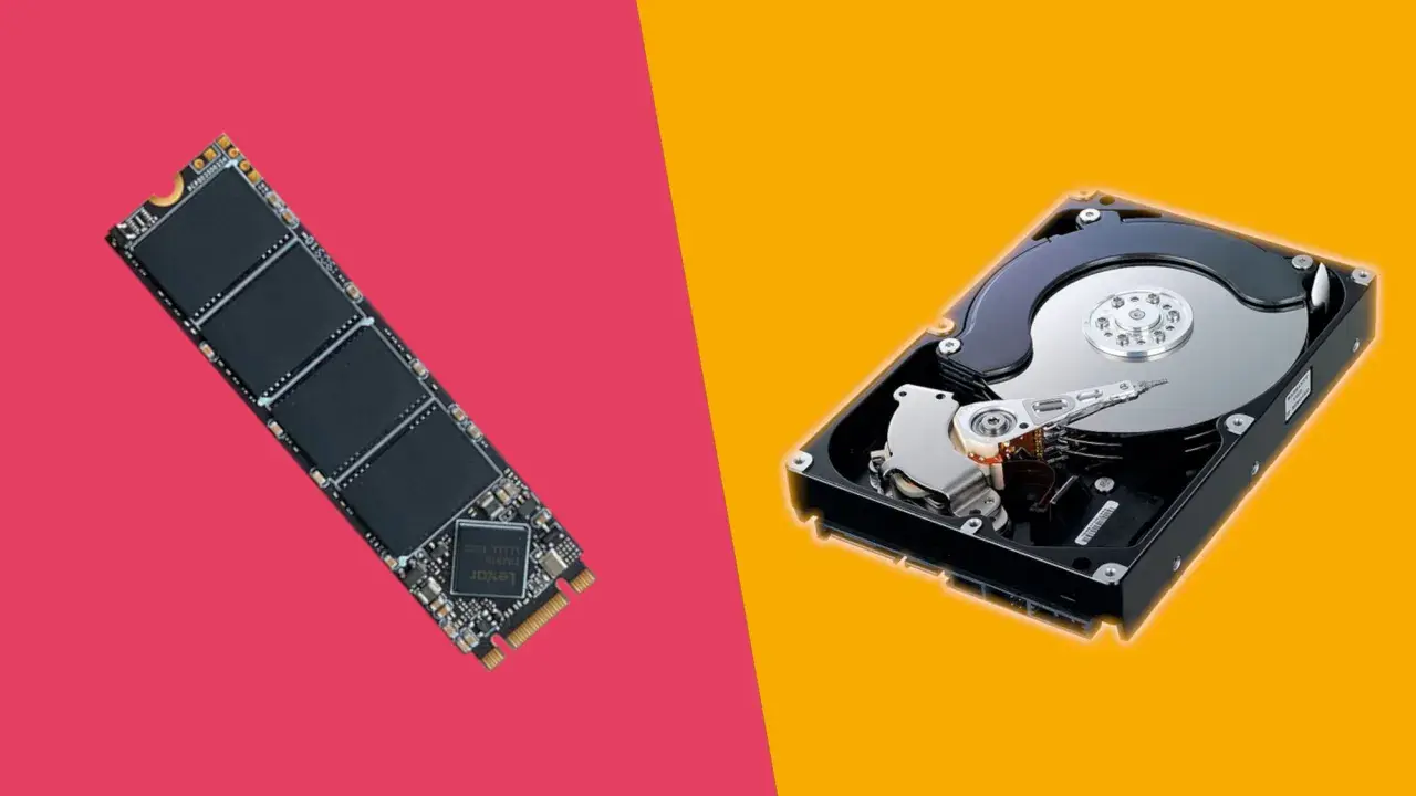 Vergleich: moderner M.2-SSD-Aufbau einer Festplatte vs. klassische HDD.