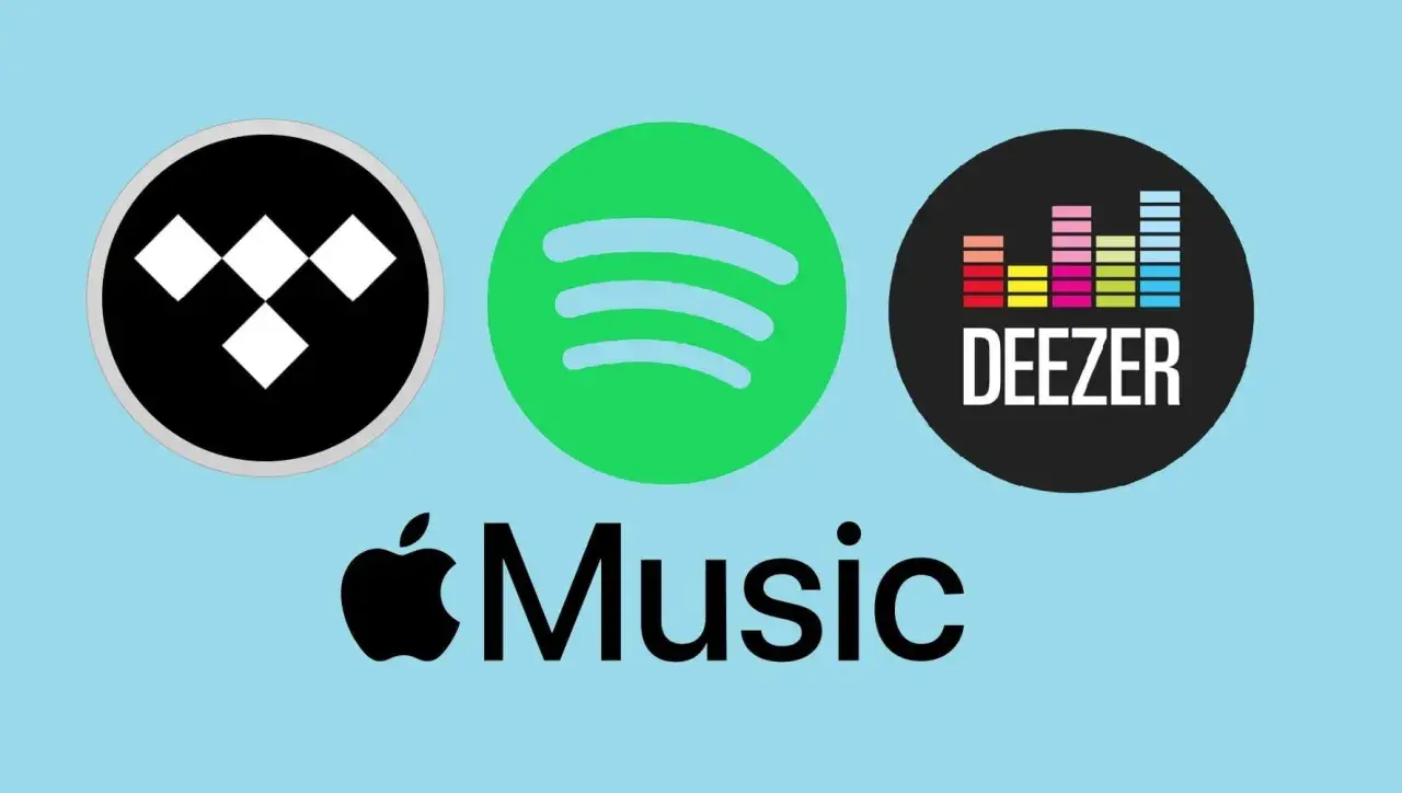 Loga Tidal, Spotify, Deezer i Apple Music. Wybierz swoją ulubioną platformę do tworzenia playlisty muzycznej.