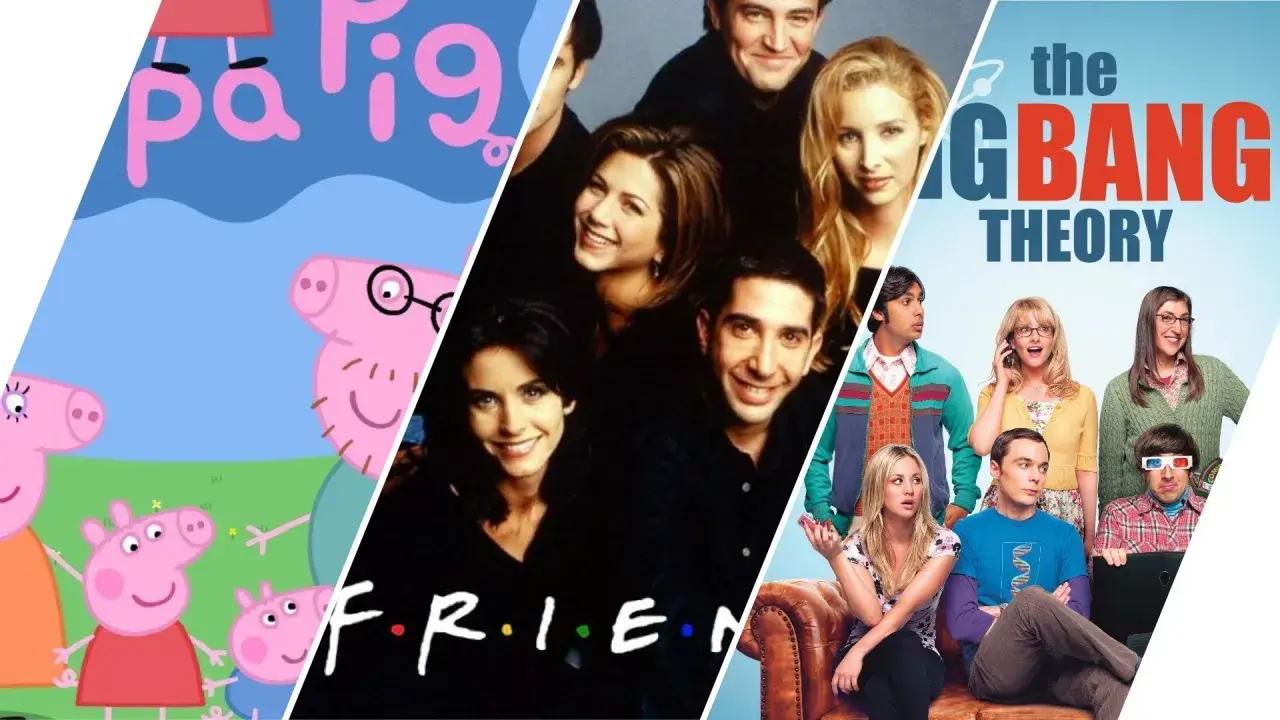 Peppa Pig, Friends e The Big Bang Theory, un collage di serie inglesi per ogni età.