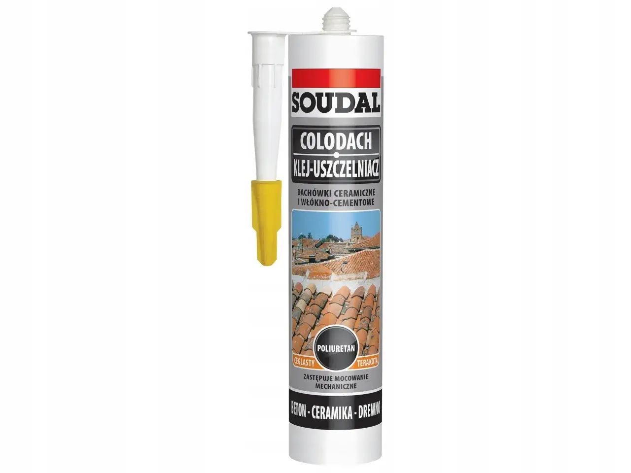 Soudal Colodach - klej do dachówek ceramicznych i włókno-cementowych. Poliuretanowy, zastępuje mocowanie mechaniczne.