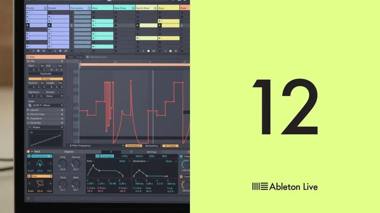 Ableton Live-Oberfläche mit Musik-Sequenzer und Kurven. Beste DAW für kreative Musikproduktion.