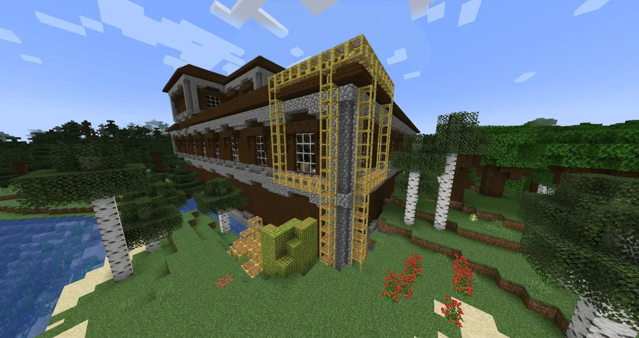 Jak zrobic rusztowanie w mc? Zobacz, jak zbudować bambusowe rusztowanie wokół domu w Minecraft.